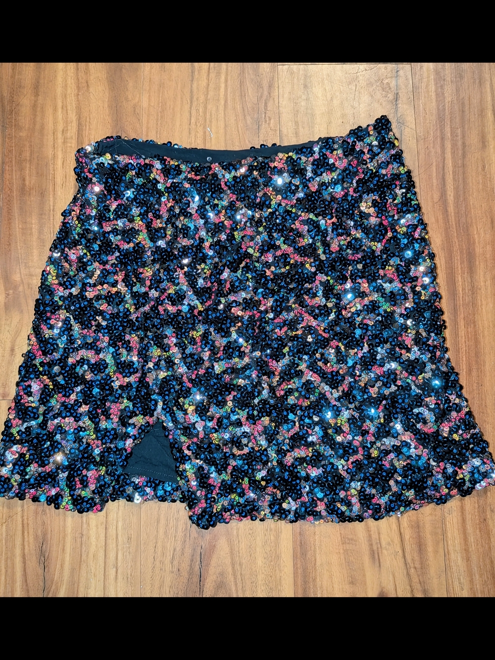 Urban Outfitters Black Sequin Mini Skirt with Multicolor Accents
